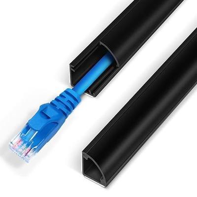 ZhiYo 85in Corner Cable Hider for 1 Cord, Hide Wires on Wall Corner, Black | Self-Adhesive Cable Concealer, 6 Pack (14.2" Each), Quarter Round Cable Management Raceway for Baseboards & Ceiling Corners