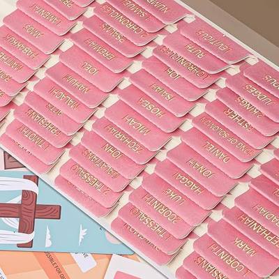 Leather Bible Tabs for Women Large Print Gold Foil 80 Pink Chapters Labels | Includes 73 Bible Book Tabs & 7 Blank DIY Label Stickers for Easy Navigation Bible Study Supplies