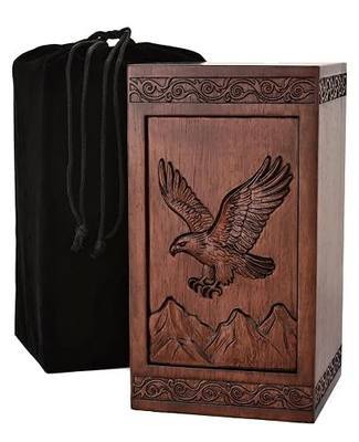 Urns for Human Ashes Cremation Adult Man Female Rubberwood Large | Wooden Urn Caskets for Men and Women, Decorative Funeral Urns, 250 lbs, Exquisite Carving, Durable