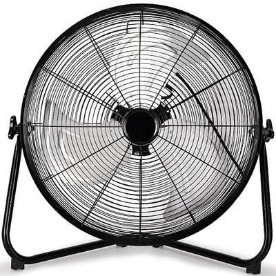 Uthfy 20 Inch High Velocity Heavy Duty Fan, Metal Industrial Floor Fan with Wall-Mounting System, 3 Speed Garage Cooling Fans with 360° Adjustbale Tilting for Warehouse,Workshop and Factory, Black