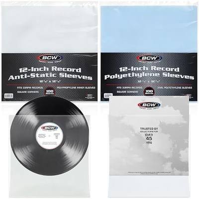 BCW 12-Inch Vinyl Record Sleeves Combo | Anti-Static Inner Sleeves & 3 Mil Polyethylene Outer Sleeves | Archival Quality Vinyl Protective Covers for 12" LPs