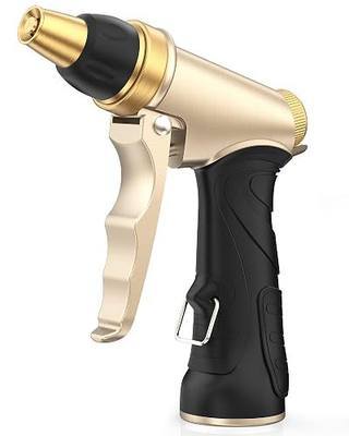 RAINPOINT Garden Hose Nozzle, Heavy Duty Metal Spray Nozzle, High Pressure Water Nozzle with Adjustable Spray Patterns for Watering Plants, Car Washing, and Pet Showering(Black)