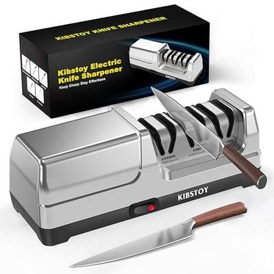 Knife Sharpener Electric – Professional 3-Stage 100% Diamond Sharpening System with 20° Precision Angle, Fast Blade Restoration, Polishing, Repair & Edge Refining for Kitchen & Outdoor Knives