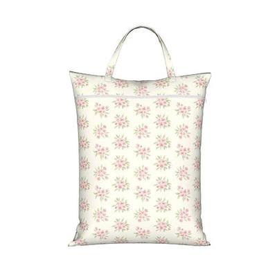 Pink Flowers Travel Laundry Bag Washable Waterproof Wet Bag Dirty Clothes Bag For Travel, Gym, Swimming Pool