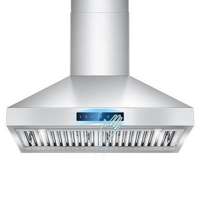 30 inch Wall Mount Range Hood,1200 CFM Stainless Steel Stove Vent Hood | 4-Speed Gesture Sensing & Touch Control, Ducted/Ductless, 2 LED Lights, Timer, Dishwasher-Safe Filters, for Kitchen