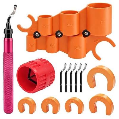 13 PCS Pipe Deburring Tool Set, Removal Tools Set for Fittings, Deburring Tool with 5 High Speed Steel Blades,Inner Outer Reamer Pipe Tubing Chamfer Tool for PVC PEX Copper Aluminum Pipes