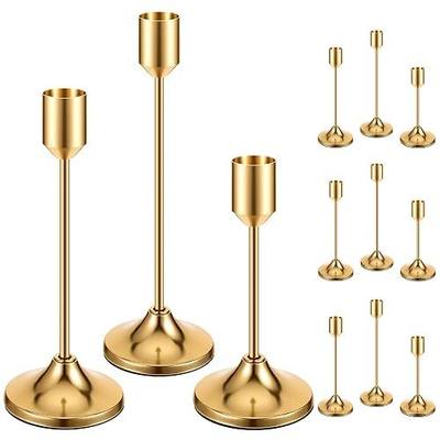 12PCS Candlestick Holders, Metal Taper Candle Holders, Gold Vintage Candle Stick Holder Brass Decor for Wedding Table Home Christmas Decoration