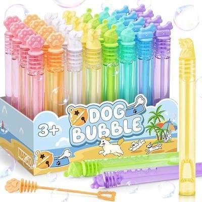 32 Pack Neon Dog Paw Print Bubble Wands with DIY Display Box | Mini Party Favors for Kids Toddler, Puppy Goodie Bag Stuffers, Birthday Decorations, Carnival Prizes, Summer Outdoor Toy