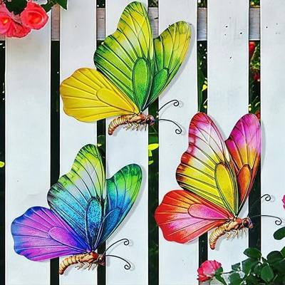 RLPZDWH Metal Butterfly Wall Art Decor, 3 Pack | 3D Lifelike Metal Butterflies Outdoor Wall Art Sculpture for Garden Fence, Backyard, Outdoor Wall, Patio and Balcony