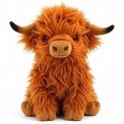 Highland Cow Stuffed Animal,10.5 inches Realistic Cow Plush Toy,Animal Cattle Plush Farm Toy,Farm Plushie for Christmas, Birthday Gift for Boys, Girls, Kids and Grandchildren