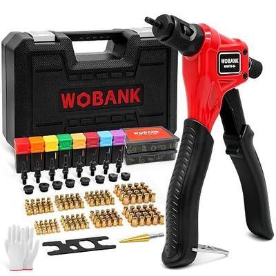 Rivet Nut Tool Kit, 8" One Handed Rivnut Tool with 160pcs Nuts for Tight Spaces, 8 Metric & SAE Mandrels (M3, M4, M5, M6, 6-32, 8-32, 10-24, 1/4-20), Step Drill, Wrench, Gloves & Carrying Case