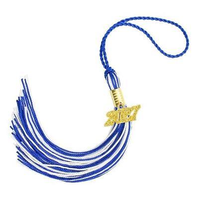 2027 Graduation Tassel Blue White Grad Tassel with Golden Charm for Graduation Cap Hat Gown Headband Decorations Senior Class of 2027 Congrats Grad Party Favors Supplies Photo Props Ceremonies Decor