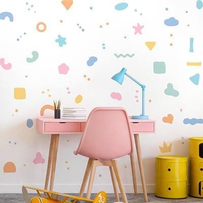 Boho Abstract Shapes Wall Decals-Colorful Irregular Polka Dot and Pattern Vinyl Stickers, Fun Geometric Removable Modern Wall Art-for Kids Room, Classroom,Playroom,Nursery, and Bedroom Decor