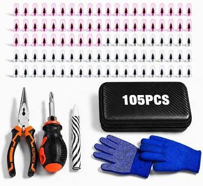 105PCS Tire Screw Plug Repair kit, Screw in Rubber Plugs No Tire Removal Flat Tire Fix Tool Set for Car Truck Motorcycle SUV ATV, Heavy Duty Emergency Tire Puncture Repair Kit with Pliers and Tools
