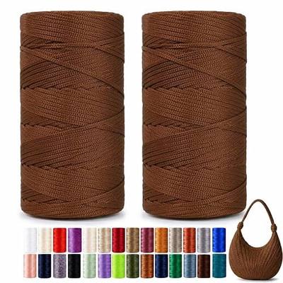 3mm x 540 Yds(2 x 270yd) Flat Ribbon Macrame Cord, Polyester Crochet Yarn, for Handbag Sun Hat Shoes Shopper Bag DIY Craft Projects, Adults Easy Starter Yarn for Knitting