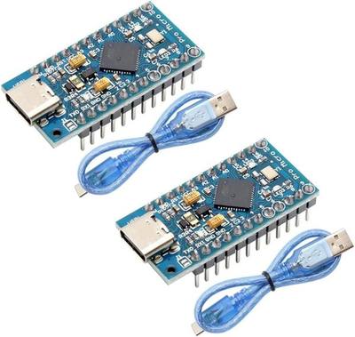 Pro Micro ATmega32U4 Development Board 2 Pack 5V 16MHz with USB, Microcontroller Board Compatible with Arduino IDE, Compact USB Controller Module for DIY Electronics and Embedded Projects