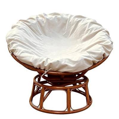 Papasan Cushion Cover, 50in Round Egg Chair Cushion Cover Water Resistant, Machine Washable Unfading Cover with Zipper & Straps for Indoor Outdoor Patio Garden, Only Cover (Khaki)