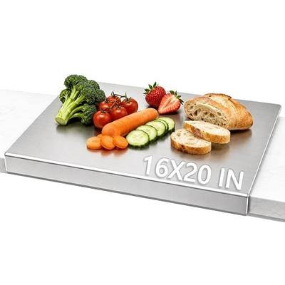 Stainless Steel Cutting Board with Lip, Katori Cutting Boards for Kitchen Double Sided Non Toxic & Non Moldy, Dishwasher Safe Gift for Home Cooks/Outdoor Camping, Fit Meat/Vegetable/Fruit (1PC-XXXXL)
