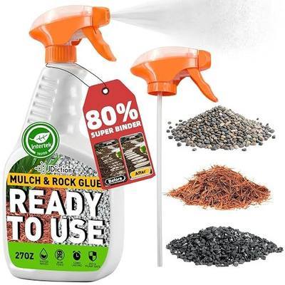 JDiction Rock Glue for Landscaping with Sprayer 27OZ - Ready to Use Mulch Adhesive, Landscape Glue Spray for Rocks, Pea Gravel, Stones, Weather Resistant Mulch Binder, Pets Safe, Lasts 2 Years