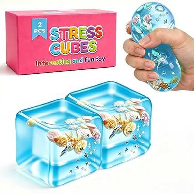 Squeeze Toys Squishies Stress Cube - 2 Pack Stress Relief Fidget Toy for Teens & Adults, Soft TPR Sensory Squeeze Toy for Anxiety Relief, Cool Office Desk Decor & Party Favors, Durable & Washable