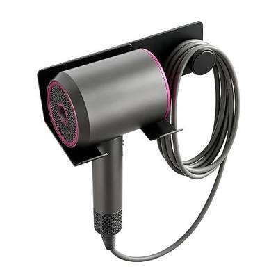 BVL Matte Black Hair Dryer Holder Wall Mount, Aluminum Blow Dryer Rack with Protective Contact Pad, Adhesive Pad & Screws Included, Renter Friendly Bathroom Organizer