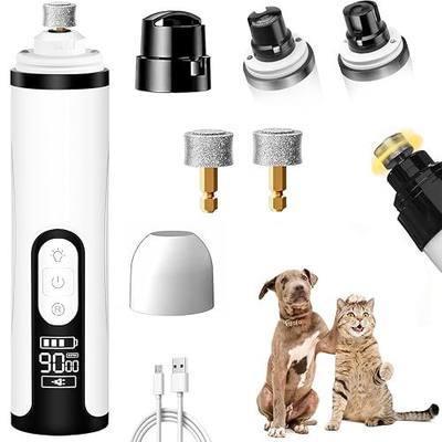 Nail Grinder, Upgraded Silent Dog Nail Grinder, Cordless Grooming Pro Nail Grinder with 3 Adjustable Speeds & Led Light Pet Nail Grinders for Dog Cat Home Use(1pc+2 Heads) 1