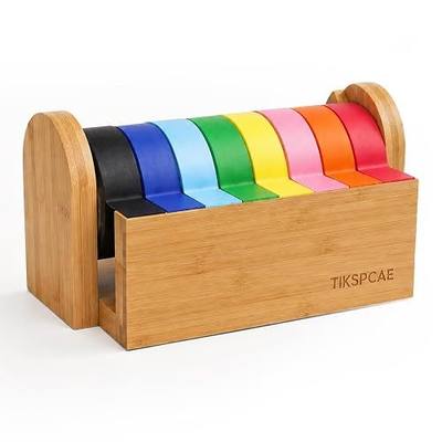 Masking Tape Dispenser,Multi Roll Craft Tape Cutter Holder with Acrylic Serrated Cutter,Bamboo Wooden Washi Tape Storage Organizer for Kids Art DIY Crafts,Gift,Home Classroom Office