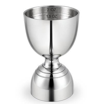 Stainless Steel Double Jigger - 2 oz & 1 oz Shot Measure with Inside Markings, Cocktail Bartending Jigger for Home Bar Party - Bell Shaped Premium Barware
