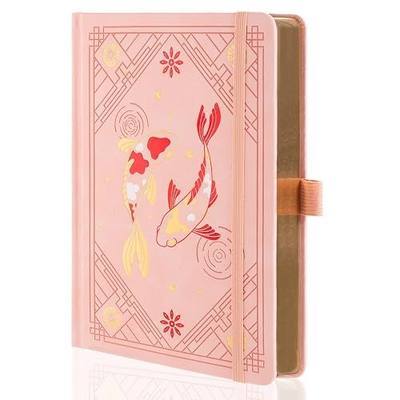 TIEFOSSI A5 Journal Notebook 190 Pages for Women & Men, Pink Line | Aesthetic Hardcover Journal with Koi Fish Cover, Diary Notebook for Writing & Planning, 100 GSM Thick Paper