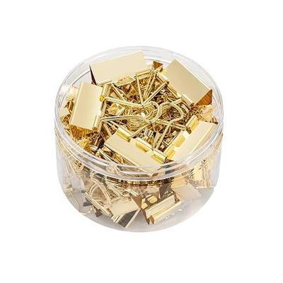 Binder Clip Paper Clamps, Assorted Sizes (Mini, Small, Medium, Large), 100 Pcs Clips for Office School Supplies (Gold)