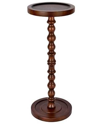 Small Side Table Round Solid Wood Rubberwood Drink Tables for Small Spaces | Wood pedestal coffee side end table, space-saving small and sturdy, tall narrow round for Sofa Couch, Bedroom, Corners,Office