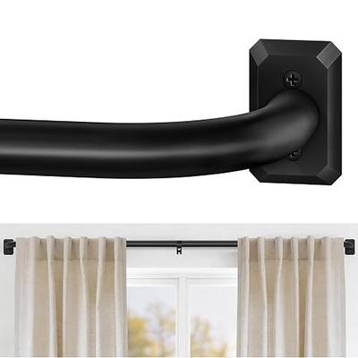 Wrap Around Blackout Curtain Rod for Windows, 48-90in, Black | Curved Wrap-Around Design Blocks Side Light For A Darker Sleep Space, Easy Bracket Install Adjusts To Fit Your Window
