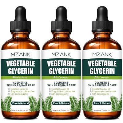 MZANK 3 Pack Vegetable Glycerine,100% Pure & Natural Vegetable Glycerin Liquid Body Oil for Skin,Face,Hair Care,Softening & Moisturizing,Carrier Oil for Essential Oils,Soap Making,DIY Skincare