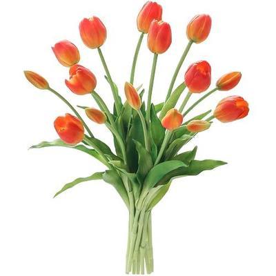 Floroom 15 Pcs Burnt Orange Artificial Tulips, Real Touch Latex Faux Bouquet with Buds, Lifelike Floral Stems, Fake Flowers for Vase Arrangements, Dining Table Centerpiece, Home, Wedding, Party Decor