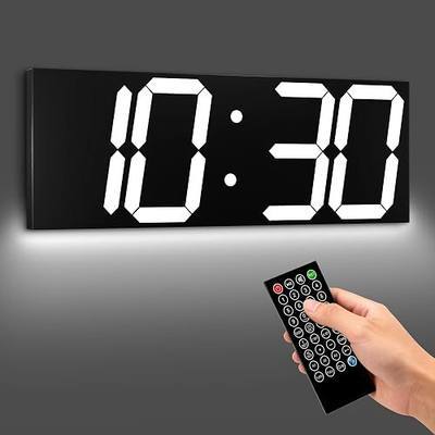 CHKOSDA 18.7" Digital Wall Clock, 6" Digits, 164ft Visibility - White | Remote control, auto dimming, countdown timer, 16 alarms, commercial grade, ideal for gym, warehouse and large spaces
