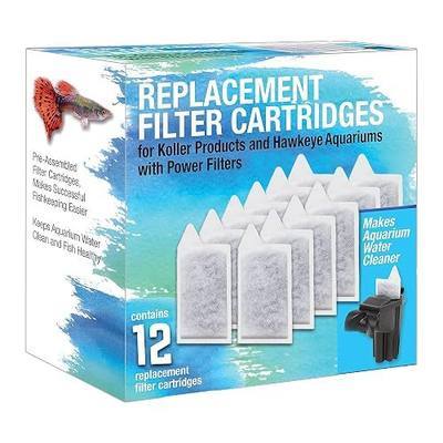 Small 12-Pack Filter Cartridges, Replacement Cartridge for Koller Products Fish Tank