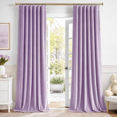 NICETOWN Lilac Purple Velvet Curtains & Drapes for Girls' Bedroom, 84 inch Long Room Darkening Soft Privacy Protection Window Treatments for Nursery Home Decor (2 Pieces, W52 xL84)