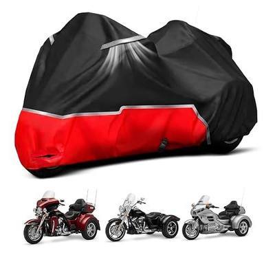 Trike Cover for Motorcycle, Heavy Duty 420D Oxford 3 Wheel Cover | Antenna Opening, Outdoor Protection, Waterproof, Compatible with Harley Davidson Freewheeler Tri Glide, Honda Gold Wing, etc