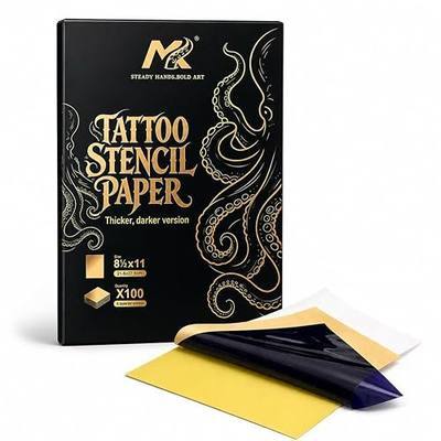 Tattoo Stencil Paper 100 Sheets, A4 4-Layer Thermal Transfer Sheets for Tattooing, Premium Carbon Tracing Supplies