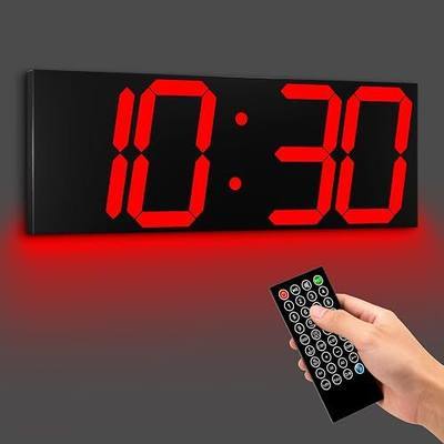 CHKOSDA 18.7" Digital Wall Clock, 6" Digits, 164ft Visibility - Red | Remote control, auto dimming, countdown timer, 16 alarms, commercial grade, ideal for Living Room, Office, Classroom, Garage
