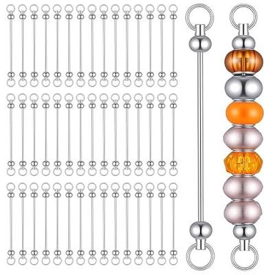 Molain 80 Pcs Beadable Keychain Making Kit, Beadable Keychain Bars Bulk Blank Creative Cute Keychains Bar Beaded Keychains Pendant Making Kit Key Chain Beads Supplies for DIY Crafts Jewelry Gift