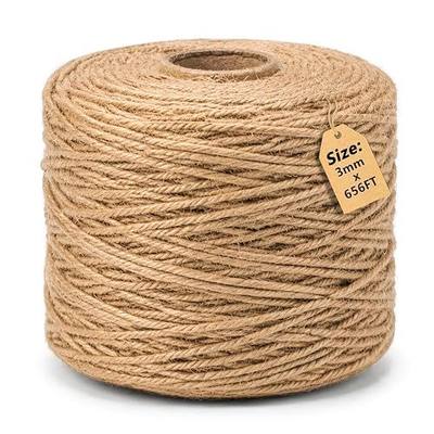656 Feet Natural Jute Twine String 3mm Twine String Natural Garden Twines for Climbing Plants Plants Ties Packing Materials Strong Twines for Gardening
