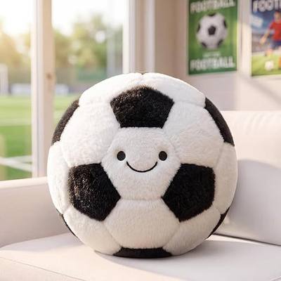 PEACH CAT Soccer Ball Plush 9.8" Cute Soccer Pillow Decorative Football Shaped Round Throw Pillows Gifts Decor for Room Bed Sofa Couch Black