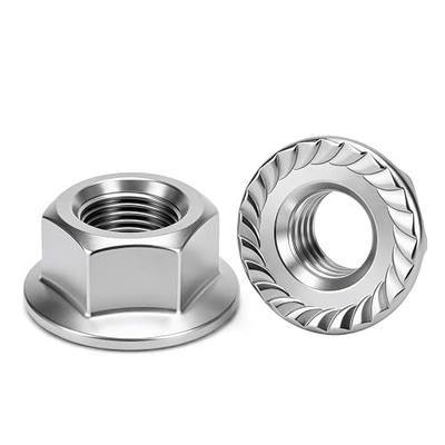 M5 (30 Pack) Flange Nuts Serrated Flange Hex Lock Nuts, Stainless Steel 18-8 (304), Bright Finish