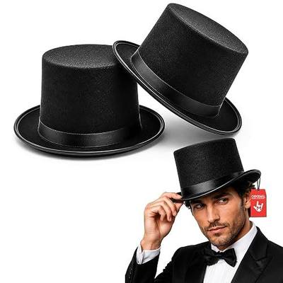 Nicky Bigs Novelties Black Top Hats For Men, Magician Hat, Victorian Hat, Steampunk TopHat, Costume Hats, Adjustable Size