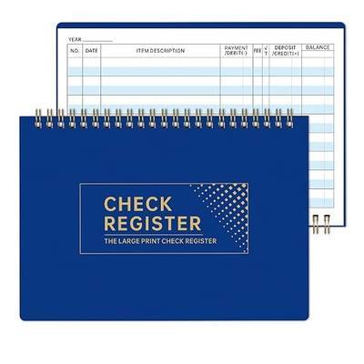 Checkbook Register, Check Registers for Personal Checkbook, Financial Ledger, Checking Book Register for Debit Card & Personal Bank Checks, 8.5" x 6" Large Print, Easy-to-Read, Spiral Bound