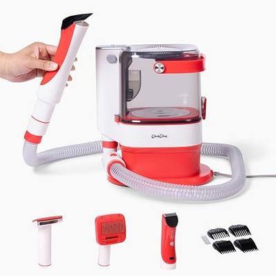 ChomChom Roller Dog Vacuum for Shedding Grooming – Dog Grooming Kit with Dog Brush Vacuum Attachment, Pet Hair Clipper with Guards, Large-Capacity Bin
