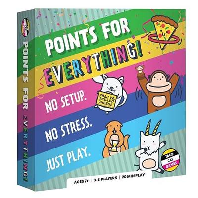 Points for Everything Family Party Game by Taco Cat Games | Easy to Learn Funny Group Board Game with Quick Setup | Includes Board, Cards, Pawns, Sand Timer, and Rules | 3-8 Players | Ages 7 and Up