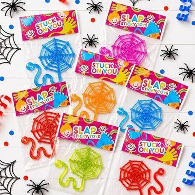 Spider Web Sticky Hands, 24 PCS Halloween Party Favors Supplies for Kids | Halloween Toys Gifts for Toddlers, Non Candy Treats Prizes for Boys, Goodie Bag Boo Basket Pinata Stuffers Fillers for Girls