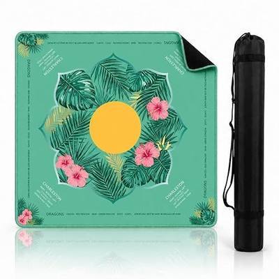 Mahjong Mat for Table 32.4 "x 32.4" – Non-Slip, Noise-Reducing & Silent Neoprene Game Mat, Cover with Rules – Portable Mahjong(Dark Green)